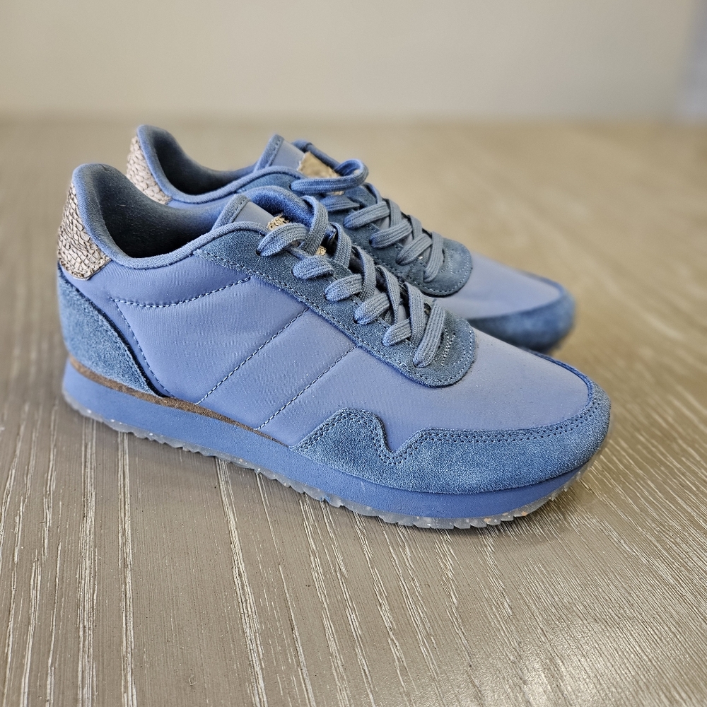 Woden Sneakers Womens 5.5 Blue Lace-Up Tennis Shoes Casual